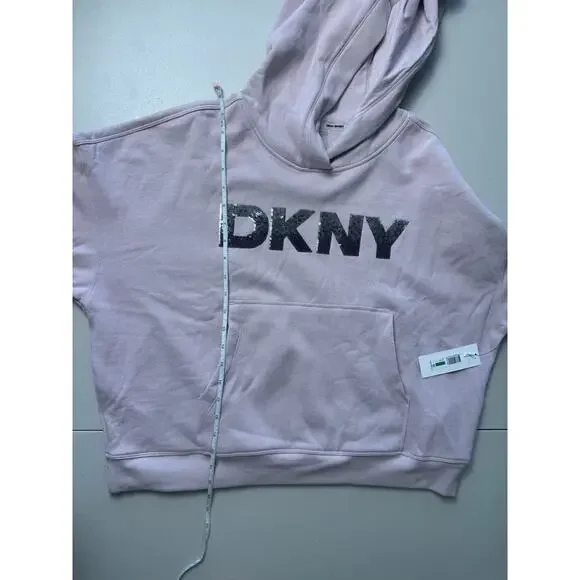 DKNY Sport Women's Sequin Pullover Fleece Hoodie ALLURE NWT SIZE L - Picture 12 of 12